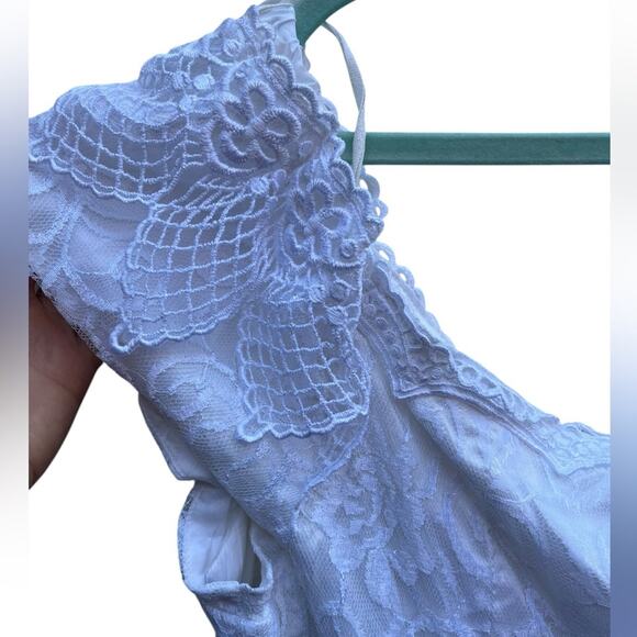 Vtg Regency Feminine Lace Off the Shoulder Bridgerton Dress Size 40 Victorian - Picture 3 of 10